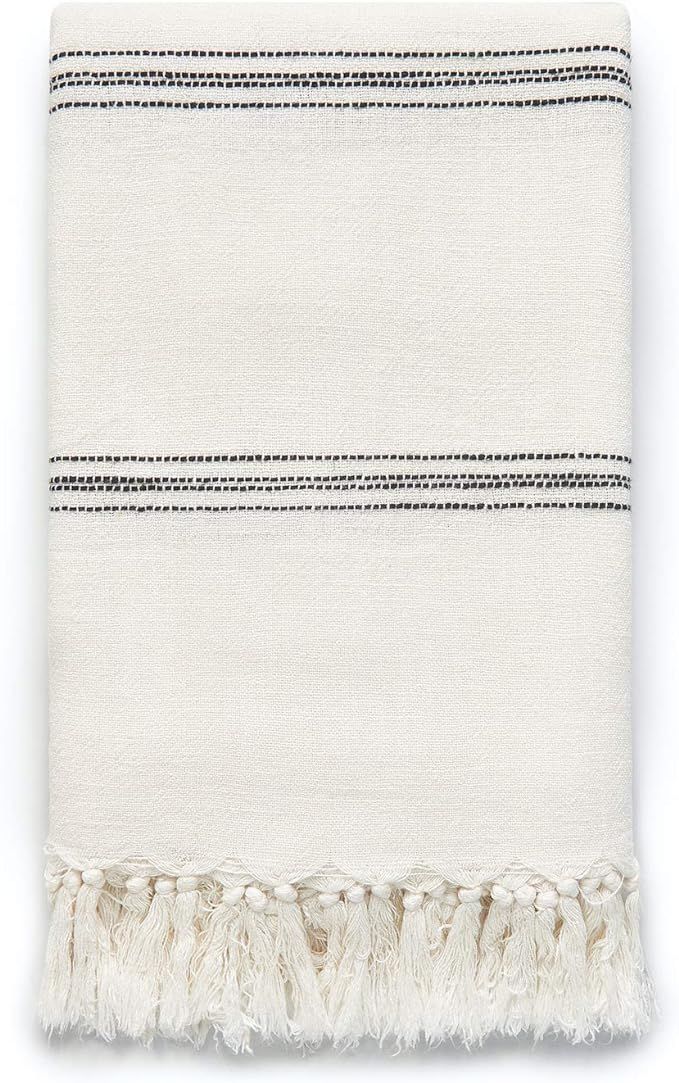 Hofdeco Modern Boho Decorative Throw Blanket with Fringe for Couch Sofa, Linen Blend Woven Knit, ... | Amazon (US)