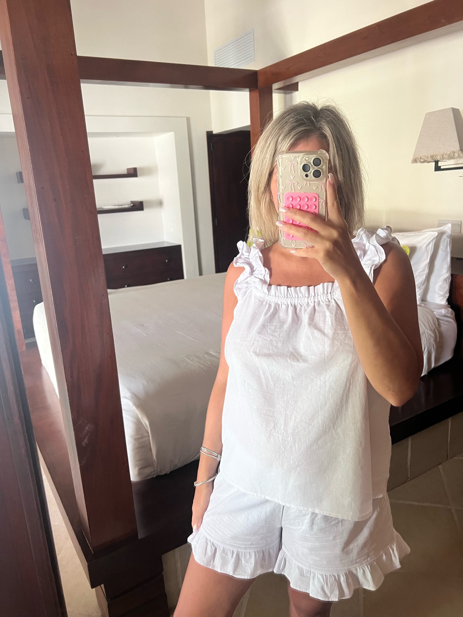 100% cotton pajamas perfect for the bride to be for getting ready the morning of your wedding, your bachelorette, or honeymoon. Straps are loose so they leave no marks. Fit true to size with an elastic waistband. 

#LTKFindsUnder50 #LTKTravel #LTKWedding