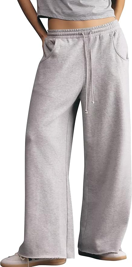 Anoumcy Wide Leg Sweatpants Women Baggy Comfy Pants Spring Fall Drawstring Casual Lounge Pants wi... | Amazon (US)
