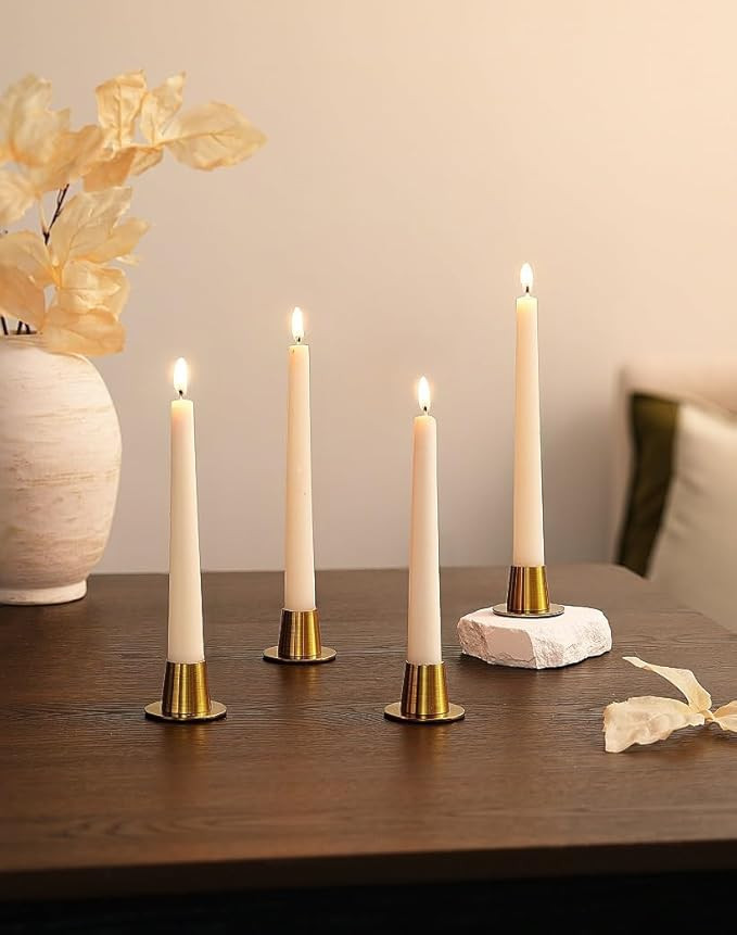 NUPTIO Candle Stick Candle Holder: Set of 4 Gold Candlestick Taper Holders - Brass Small Metal Ca... | Amazon (US)