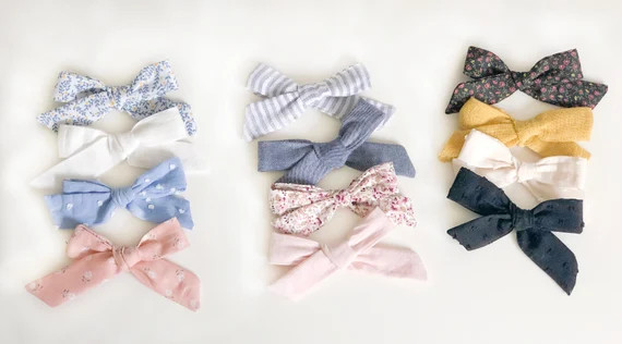 School girl  bow hand tied bow cotton bow linen bow school | Etsy | Etsy (US)