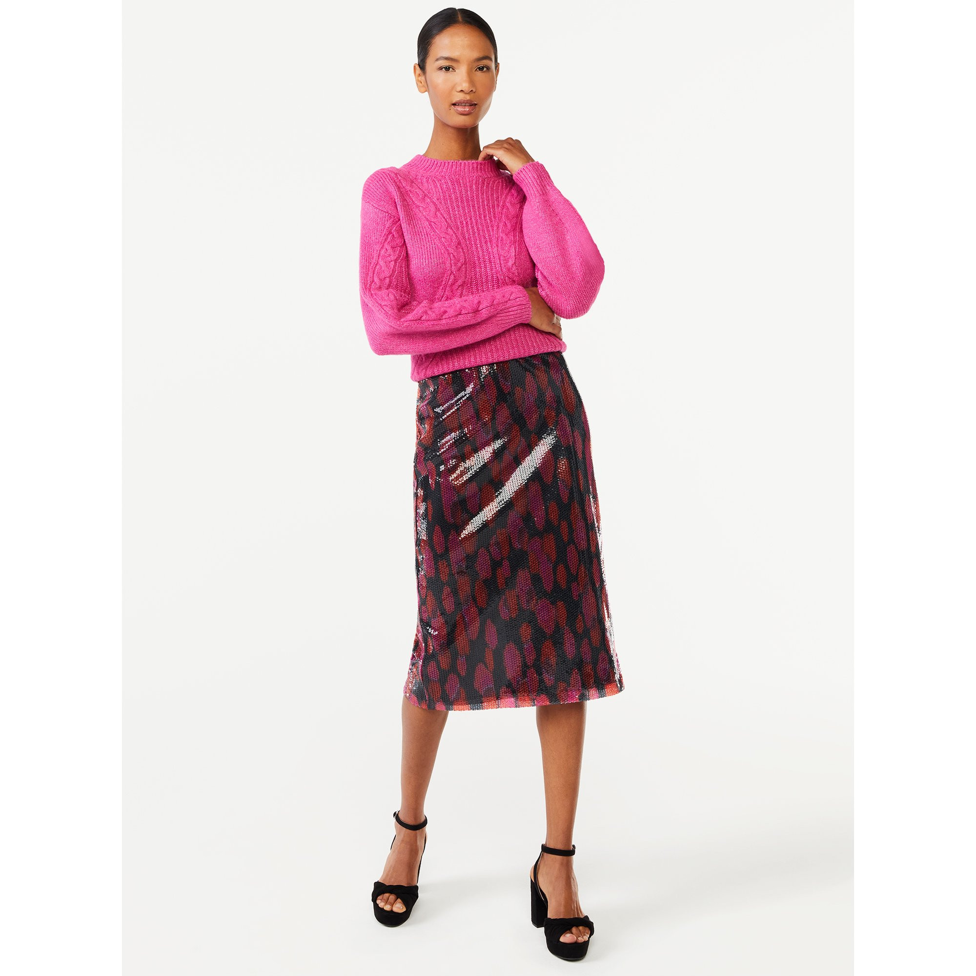 Scoop Women's Textured Cable Knit Sweater | Walmart (US)