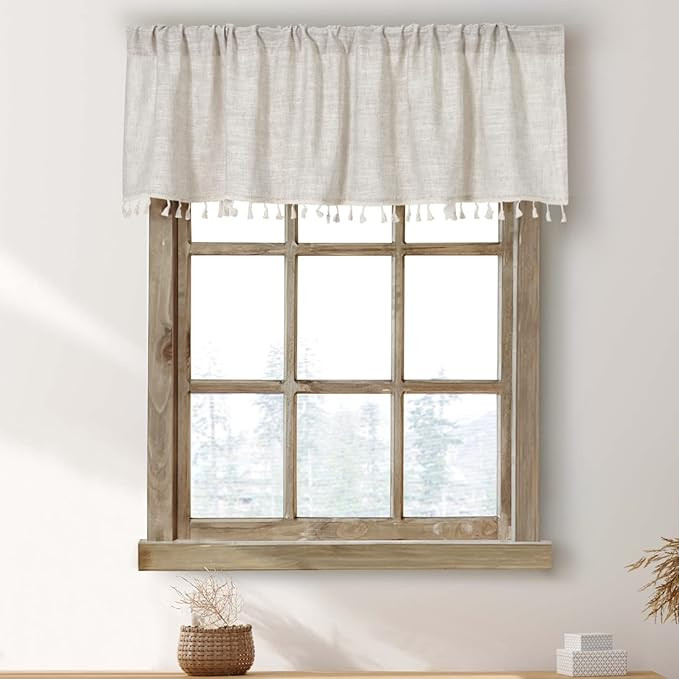 Boho Tassel Kitchen Valances for Windows Modern Farmhouse Cotton Linen Valance Curtains Topper Co... | Amazon (US)