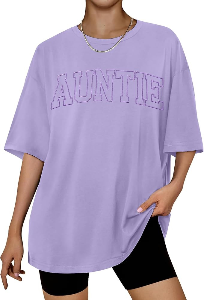 Auntie T Shirt Women Oversize Aunt Shirts Cool Aunts Club Short Sleeve Casual Loose Tops | Amazon (US)