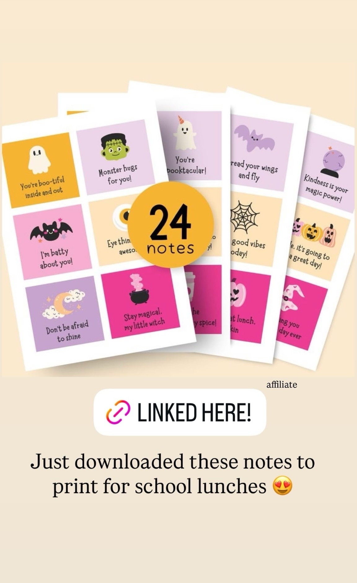 Cute printables lunch notes for lunchboxes during October!! #halloween #halloweenlunchbox #halloweenwithkids #halloweenactivities

#LTKmomlife #LTKSeasonal #LTKKids