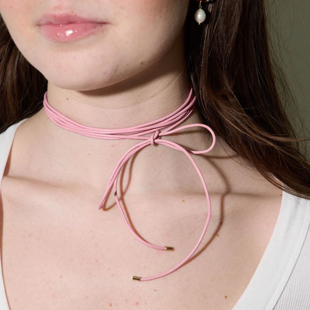 Pink Casanova Cord Necklace | Nickel and Suede