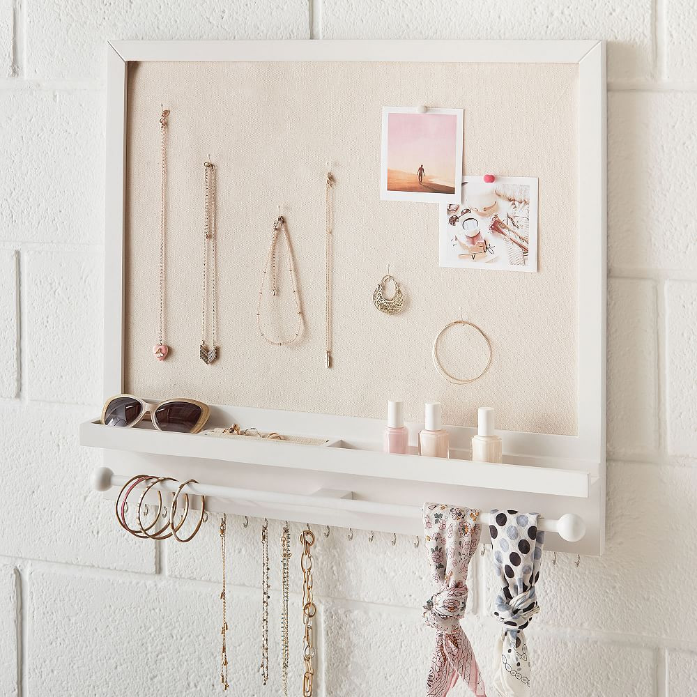 No Nails Wall Jewelry Holder and Linen Pinboard (24"x22") | Pottery Barn Teen