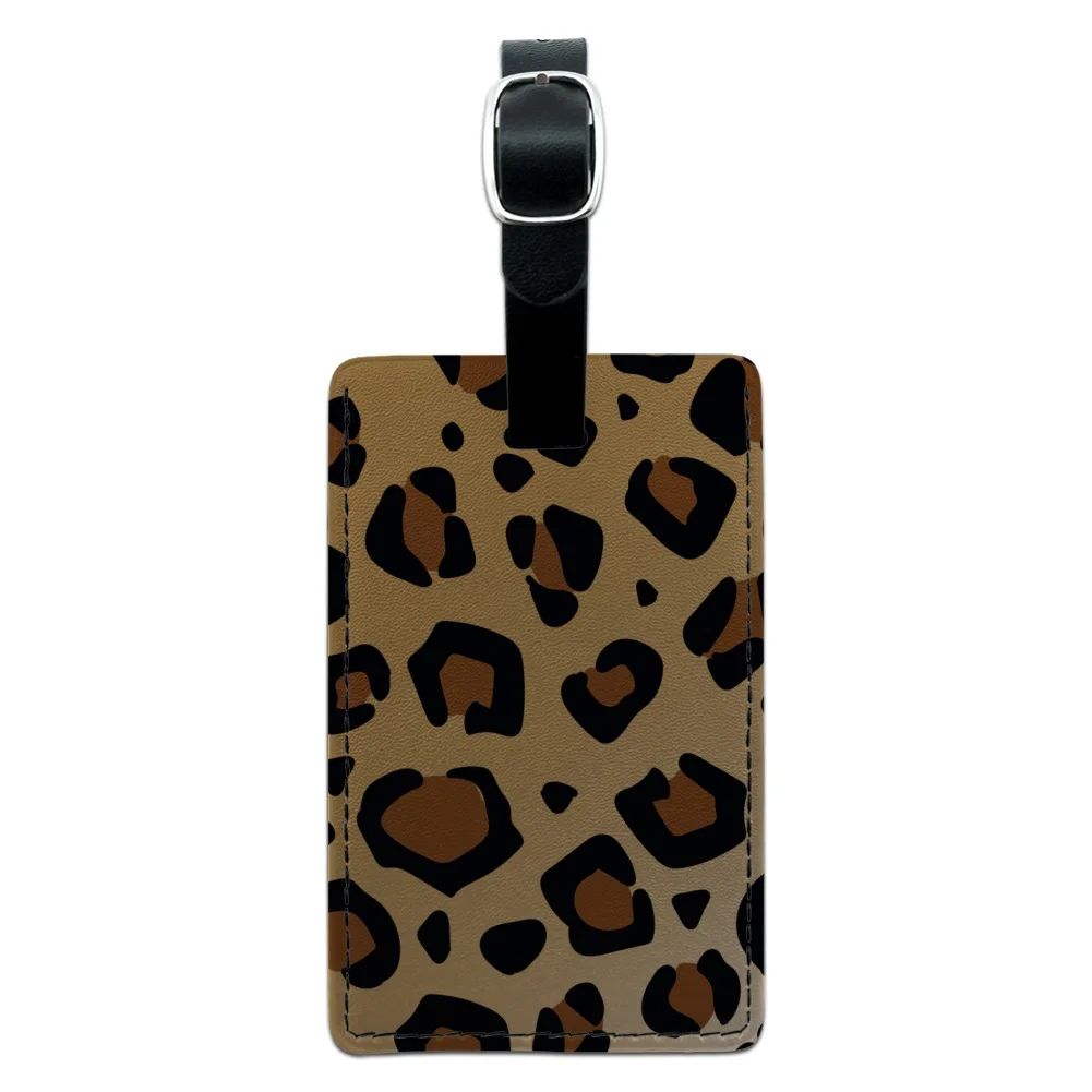 Leopard Print Animal Spots Rectangle Leather Luggage Card Suitcase Carry-On ID Tag - Walmart.com | Walmart (US)