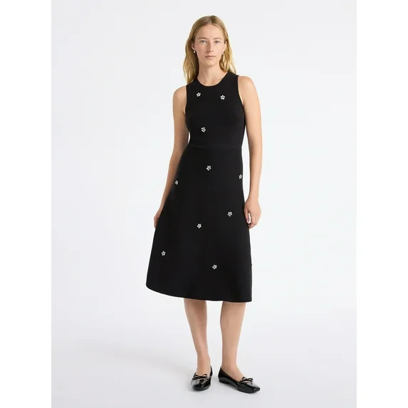 Free Assembly Women's and Women's Plus Beaded Sleeveless Midi Sweater Dress, Sizes, XS-4X | Walmart (US)