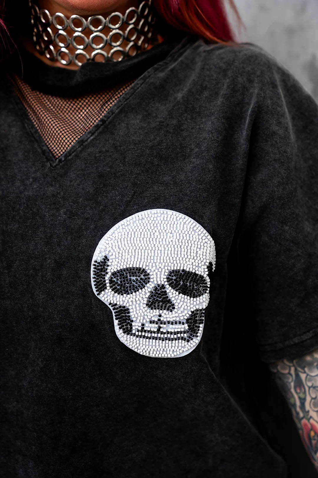 Double Trouble Beaded Skull Tee | WKNDchasers