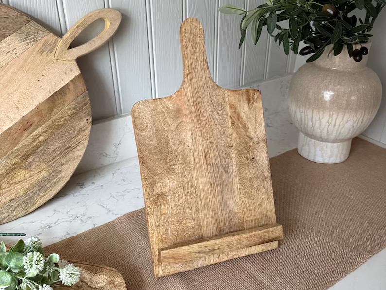 Solid Mango Wood Recipe Book Holder, Rustic Recipe Book Holder, Cottage Decor - Etsy | Etsy (US)