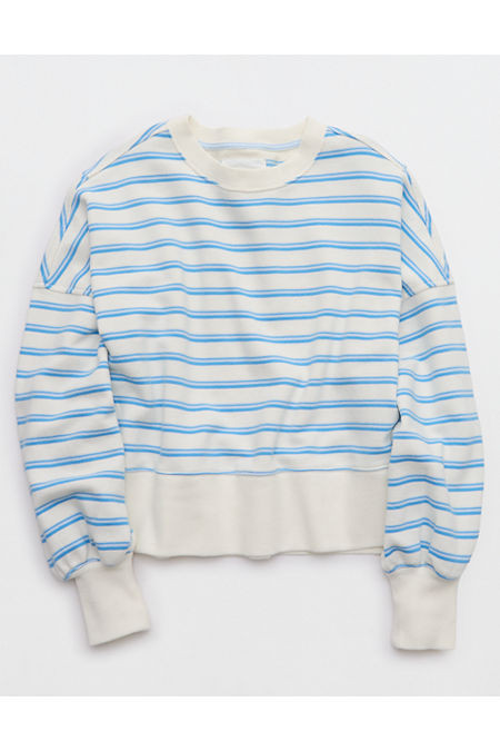 Aerie Classic Crew Sweatshirt Women's Eyelet Blue XXS | Aerie