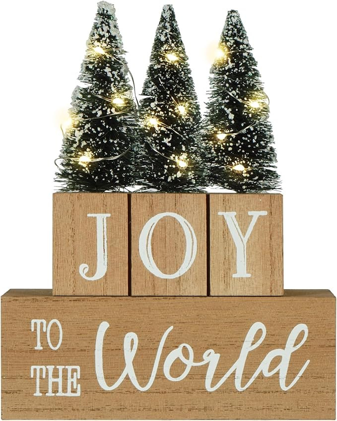 Christmas Tree Decorations for Home LED Lighted JOY to the World Decor with Time Farmhouse Winter... | Amazon (US)