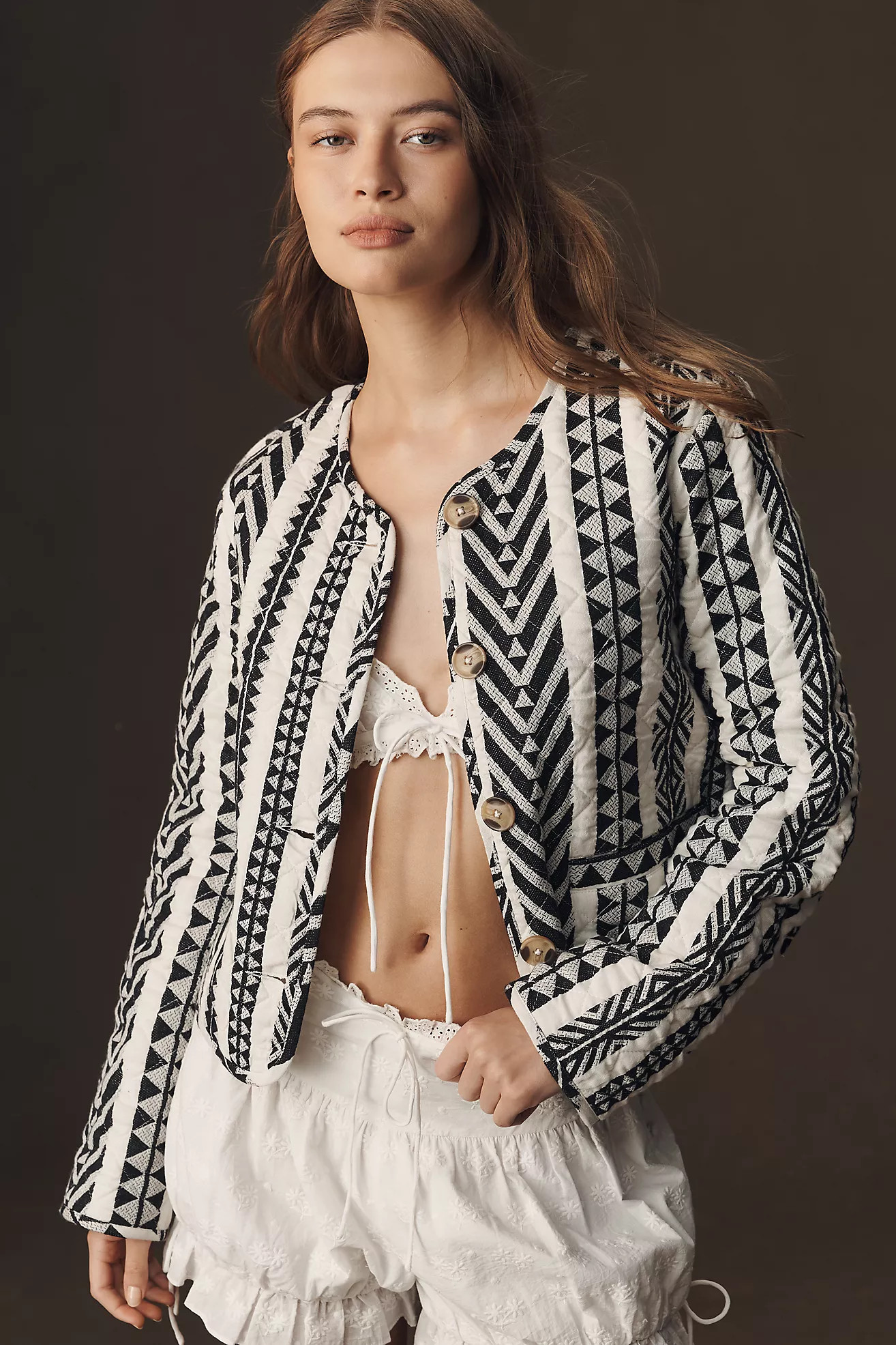Sanctuary Coco Jacquard Button-Front Jacket | Anthropologie (US)
