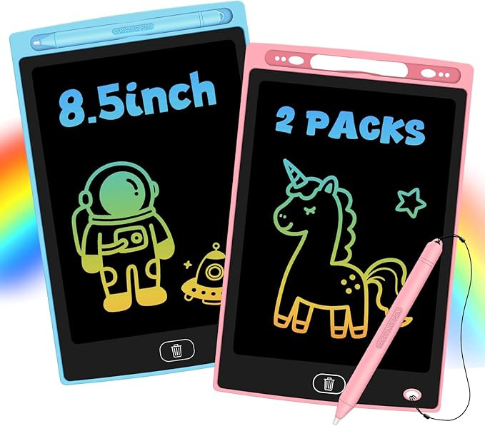 2 Pack LCD Writing Tablet for Kids, Erasable and Reusable Toddler Doodle Board in 8.5 inch, Ideal... | Amazon (US)