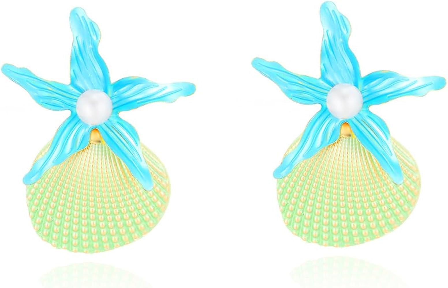 Colorful Starfish and Seashells Statement Earrings for Women Bohemian Fashion Big Summer Earrings... | Amazon (US)