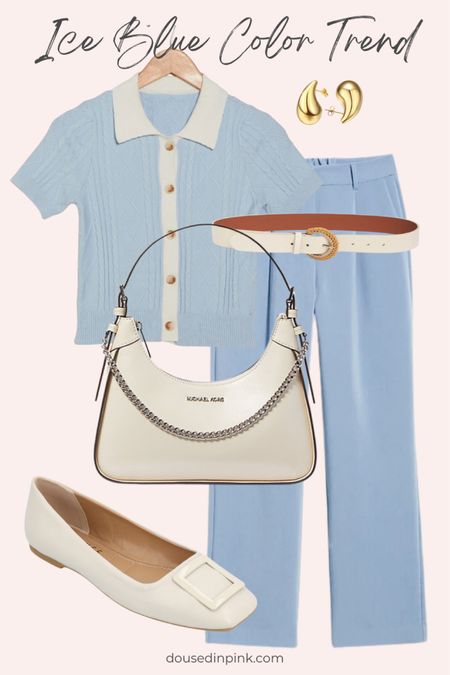 Spring outfit - ice blue color trend. Affordable ice blue outfit idea. #workwear #officewear #iceblue

#LTKworkwear #LTKSeasonal #LTKfindsunder100