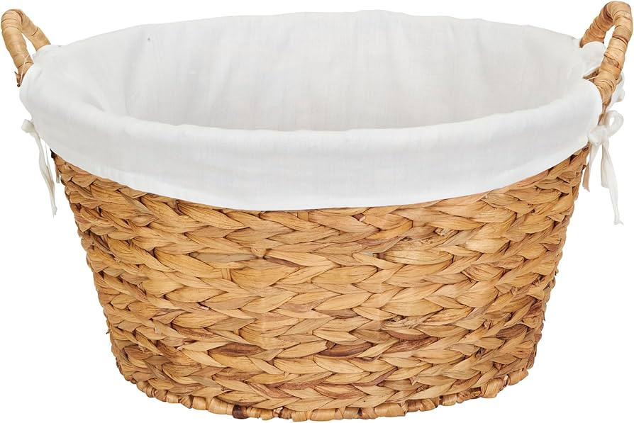 Household Essentials Round Wicker Laundry Basket with Handles, Whimsical Water Hyacinth Basket, S... | Amazon (US)