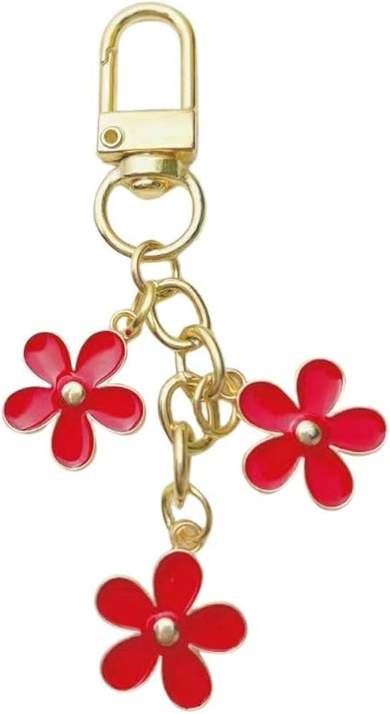 Fuqimanman2020 1~4 Pcs Flowers Charms Enameled Keychain Cute Flowers Chain Tassel Keyring Gifts P... | Amazon (US)