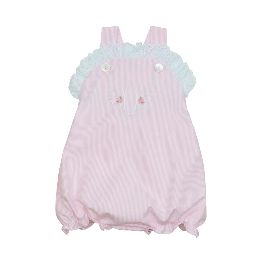 Pink Mini Stripe Eyelet Bubble | Eliza James Kids