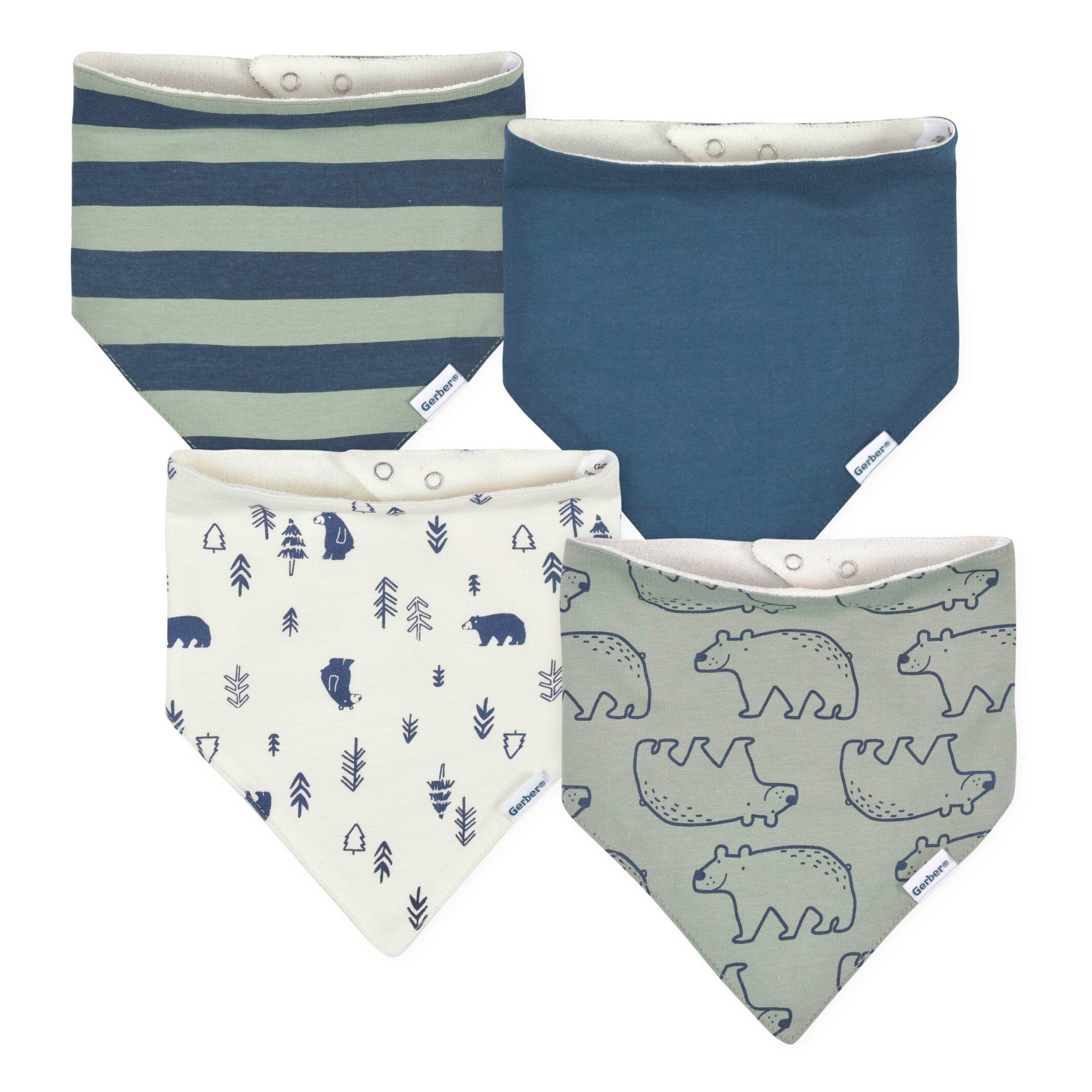 4-Pack Baby Boys Bear Bandana Bibs | Gerber Childrenswear