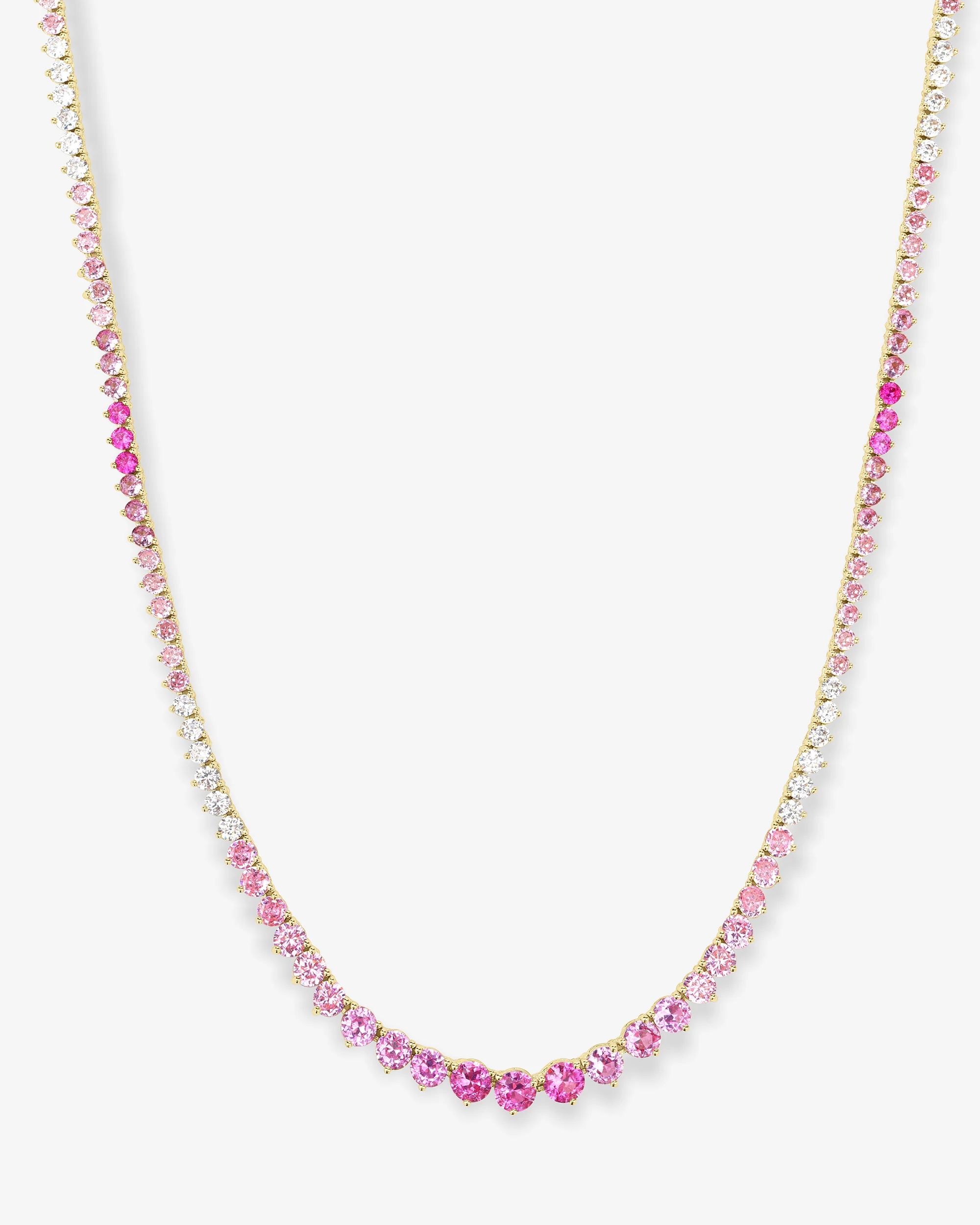 Not Your Basic Graduated Ombré Tennis Necklace 18" - Gold|Pink Sapphire Ombré | Melinda Maria Jewelry