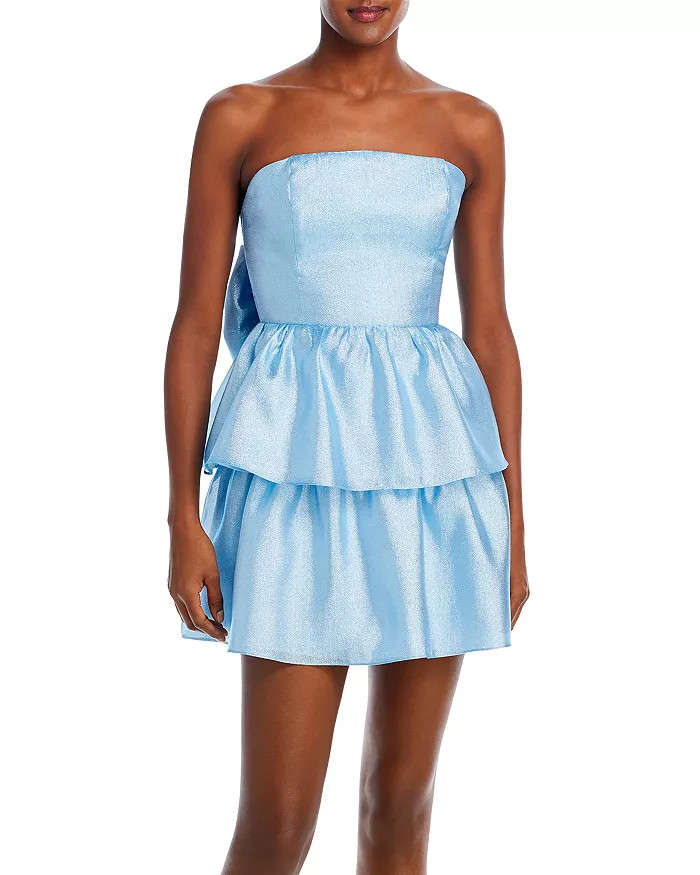 Clovis Metallic Tiered Bow Back Mini Dress - 100% Exclusive | Bloomingdale's (US)
