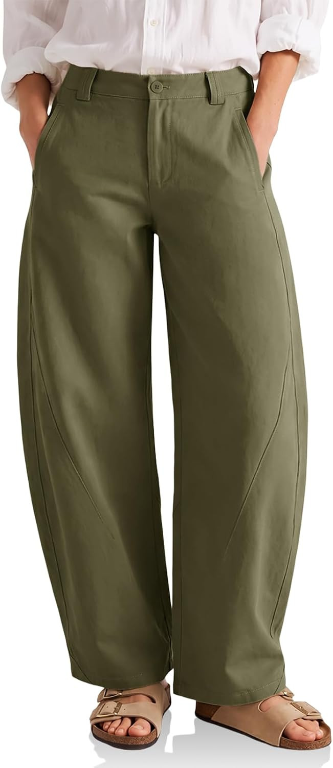 Cicy Bell Womens Barrel Wide Leg Pants Baggy High Waisted Palazzo Trousers | Amazon (US)