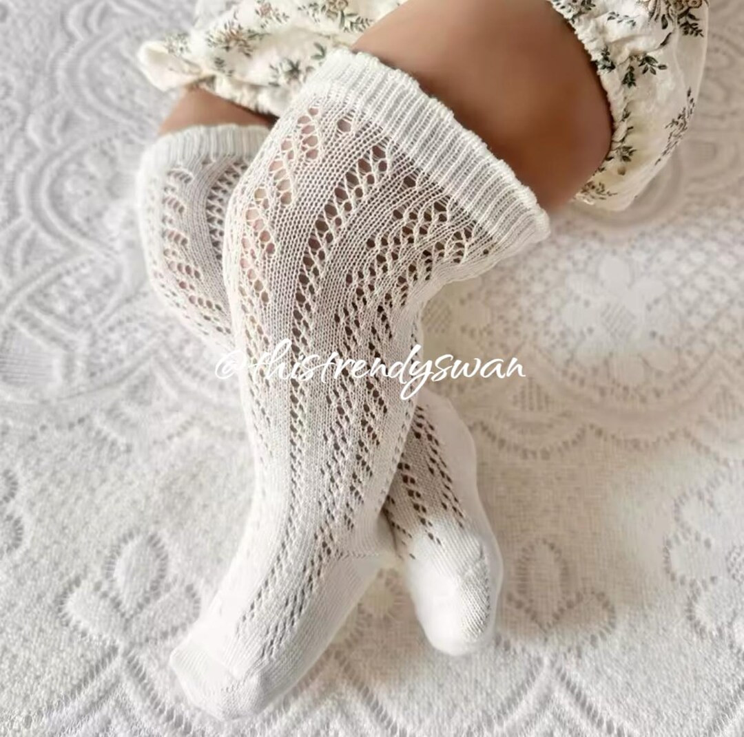 Baby Girl Knee Socks: Hollow Cotton Party Dress Socks - Etsy | Etsy (US)