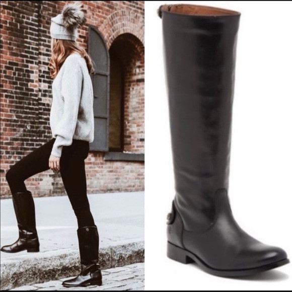 Frye Melissa Black Leather Button Back Zip Boots | Poshmark