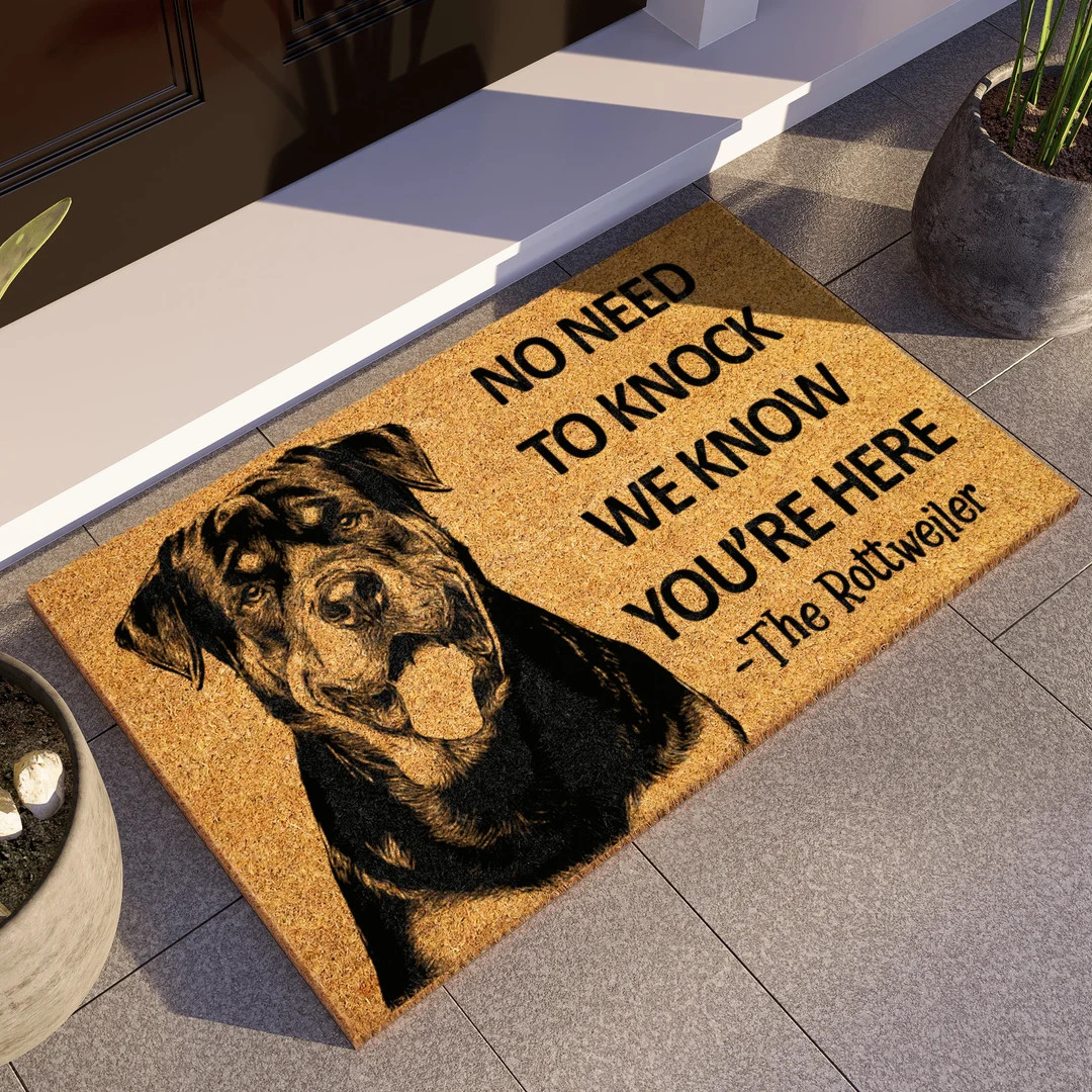 The Cute Rottweiler Door Mat Rottweiler We Know You ARE Here - Etsy | Etsy (US)