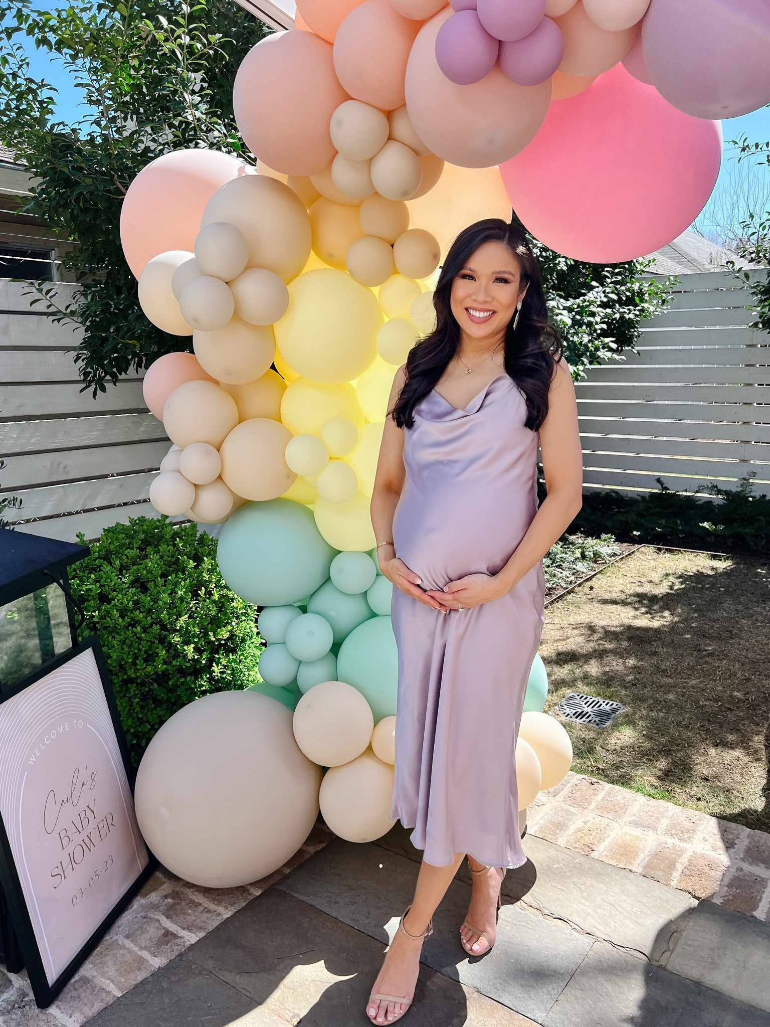Beautiful purple satin cowl dress that would be perfect for baby showers, formal spring dress, wedding guest dress and more! Love the neckline and the criss cross back. Also linking other colors including the dress in white that would be so pretty for bridal! 

#LTKbump #LTKSeasonal #LTKstyletip
