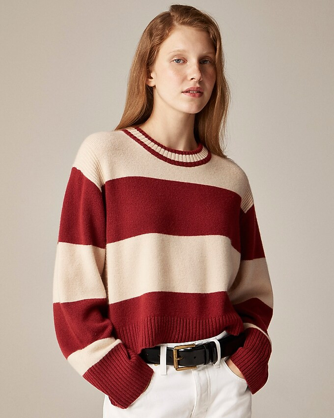 Cashmere crewneck sweater in rugby stripe | J. Crew US