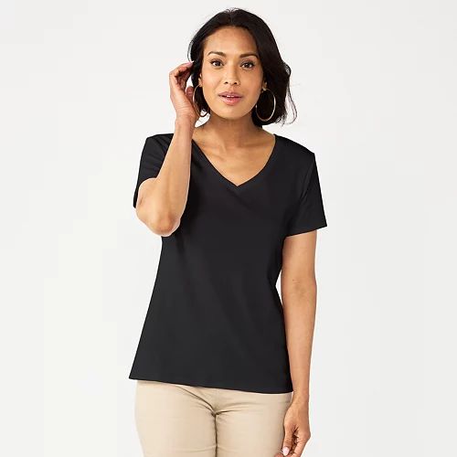 Women's Croft & Barrow® Essential V-Neck Tee | Kohl's