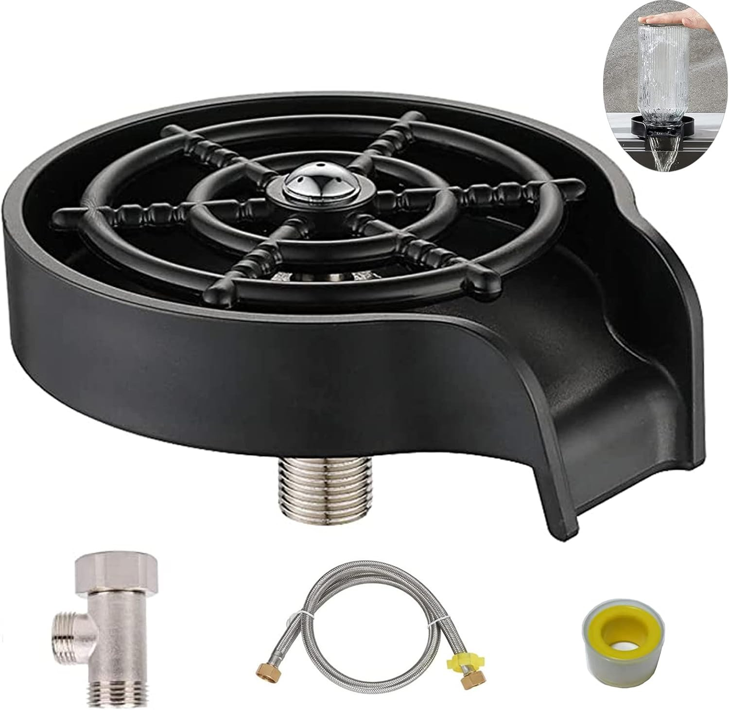 Yoki Peony Glass Rinser for Kitchen Sinks, Sink Bottle Washer, Kitchen Sink Cup Rinser, Kitchen S... | Amazon (US)