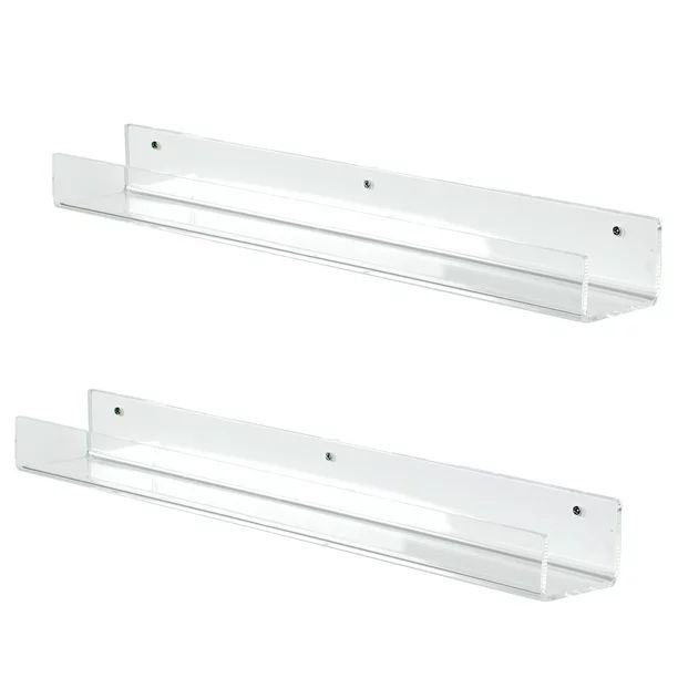 VIVO Dual Acrylic 24" Floating Bookshelves, Clear Wall Display Shelves (2 Pack) - Walmart.com | Walmart (US)