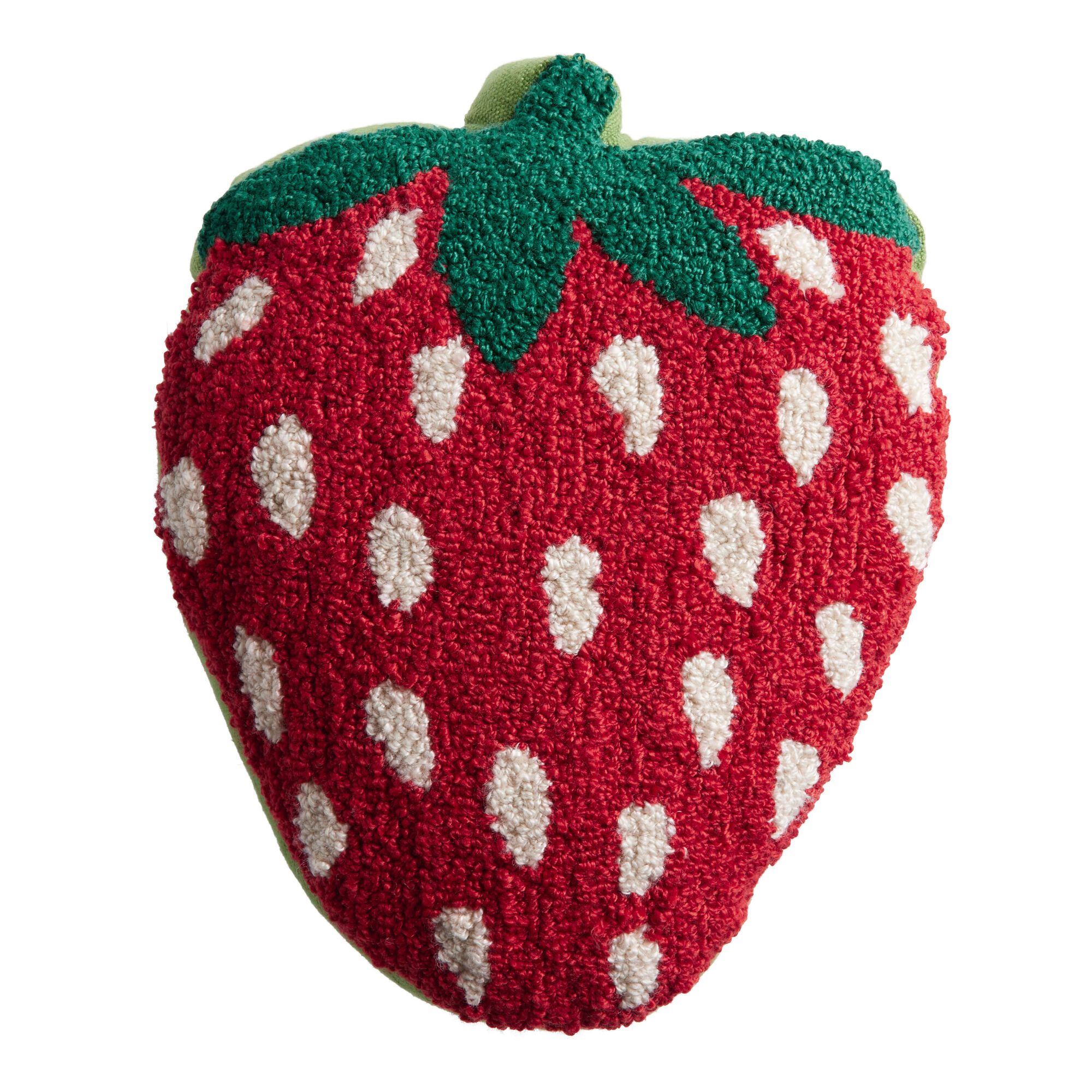 Red Strawberry Shaped Indoor Outdoor Throw Pillow | World Market