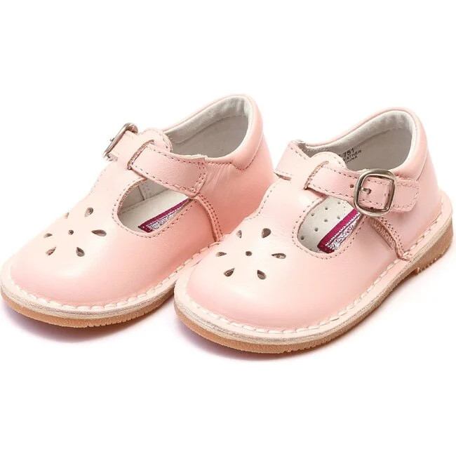 Joy Classic Leather Stitch Down T-Strap Mary Jane, Pink | Maisonette