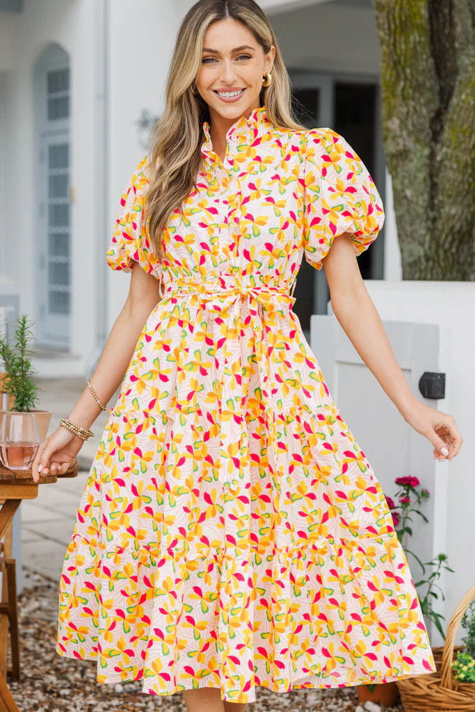 All Day Favorite Cream Ditsy Floral Midi Dress | The Mint Julep Boutique