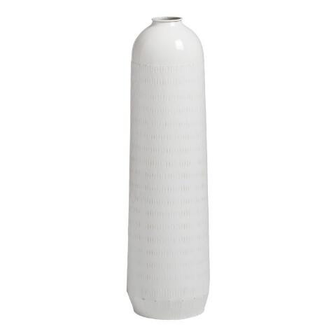 Tall White Punched Metal Vase | World Market