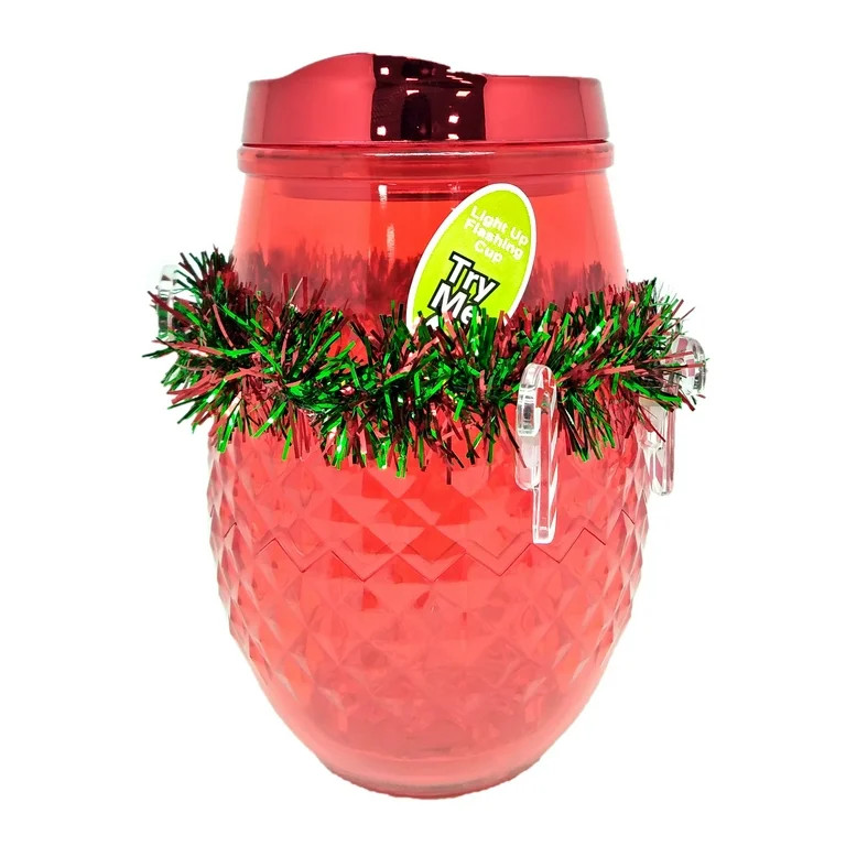 Light-Up Plastic Christmas Wine Tumbler with Lid, Red, 8 oz, by Holiday Time | Walmart (US)