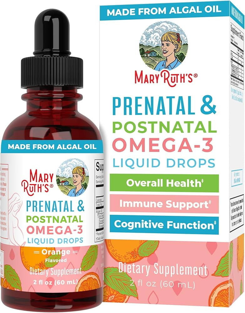 MaryRuth Organics Prenatal & Postnatal Omega-3 Liquid Drops 800mg DHA & 8mg of EPA Per Serving | ... | Amazon (US)