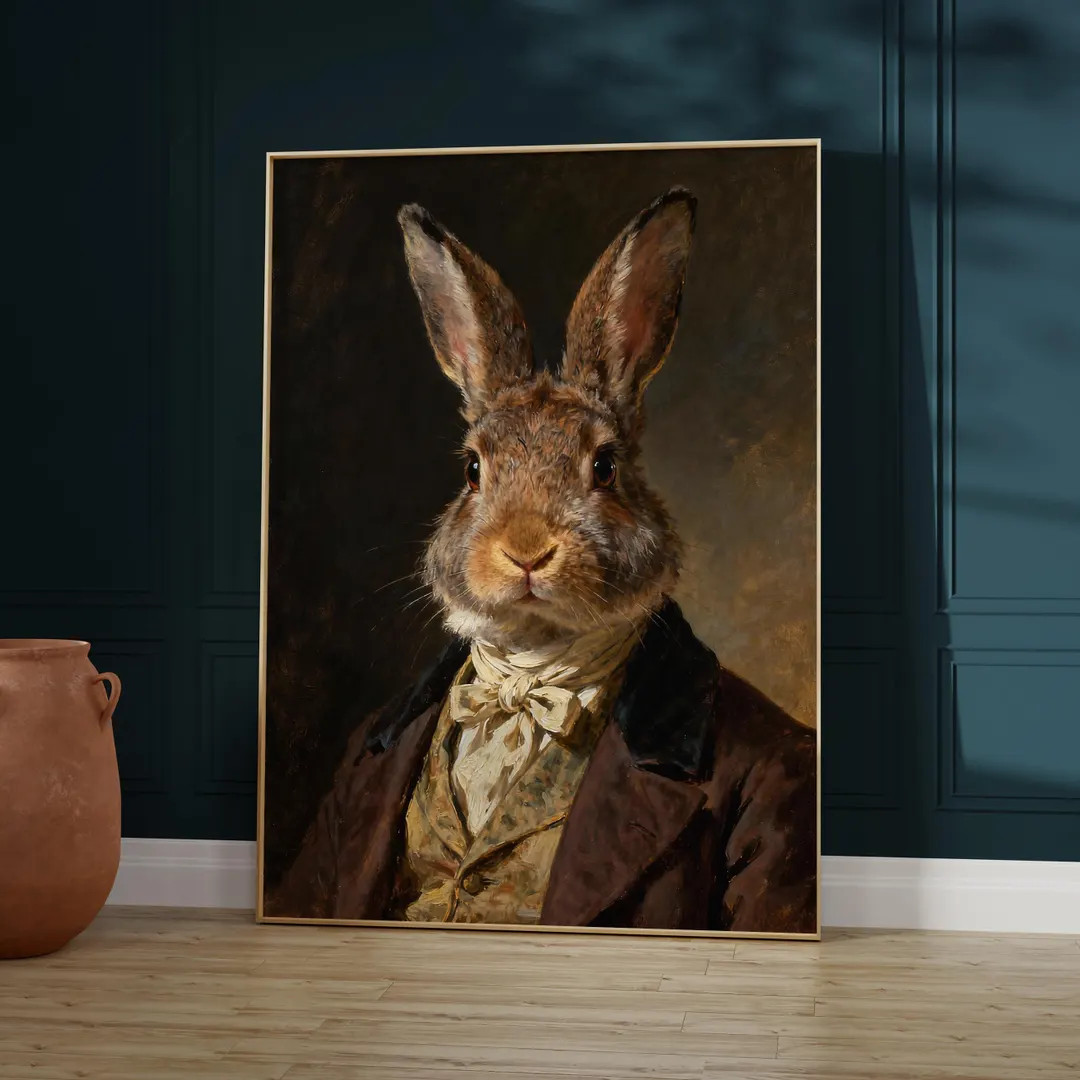 Regal Rabbit Portrait Print - Victorian Animal Art in Vintage Style - Etsy | Etsy (US)