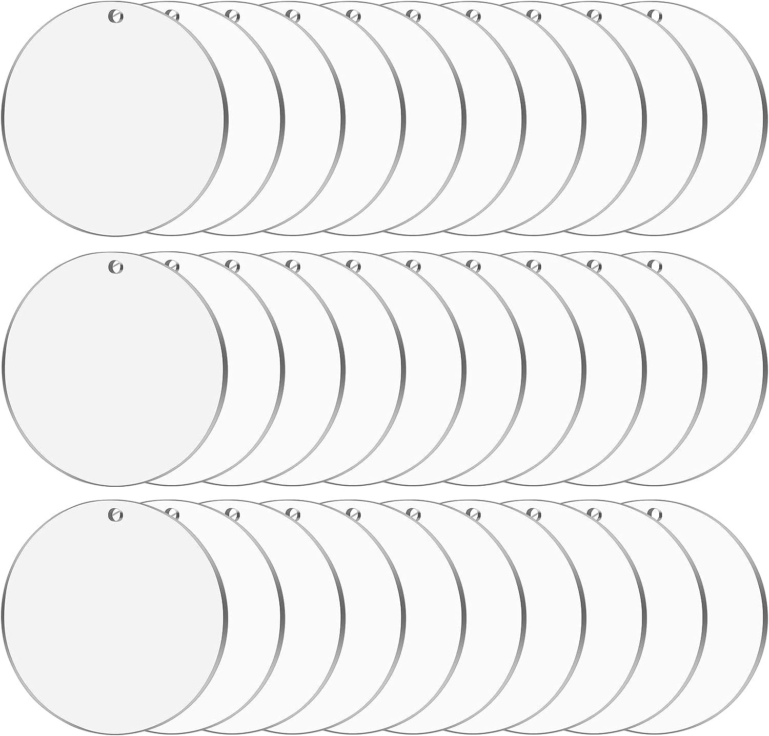 Cludoo 4 Inch Acrylic Ornaments Blanks, 30pcs Clear Round Acrylic Ornament Blanks, Acrylic Circle... | Amazon (US)