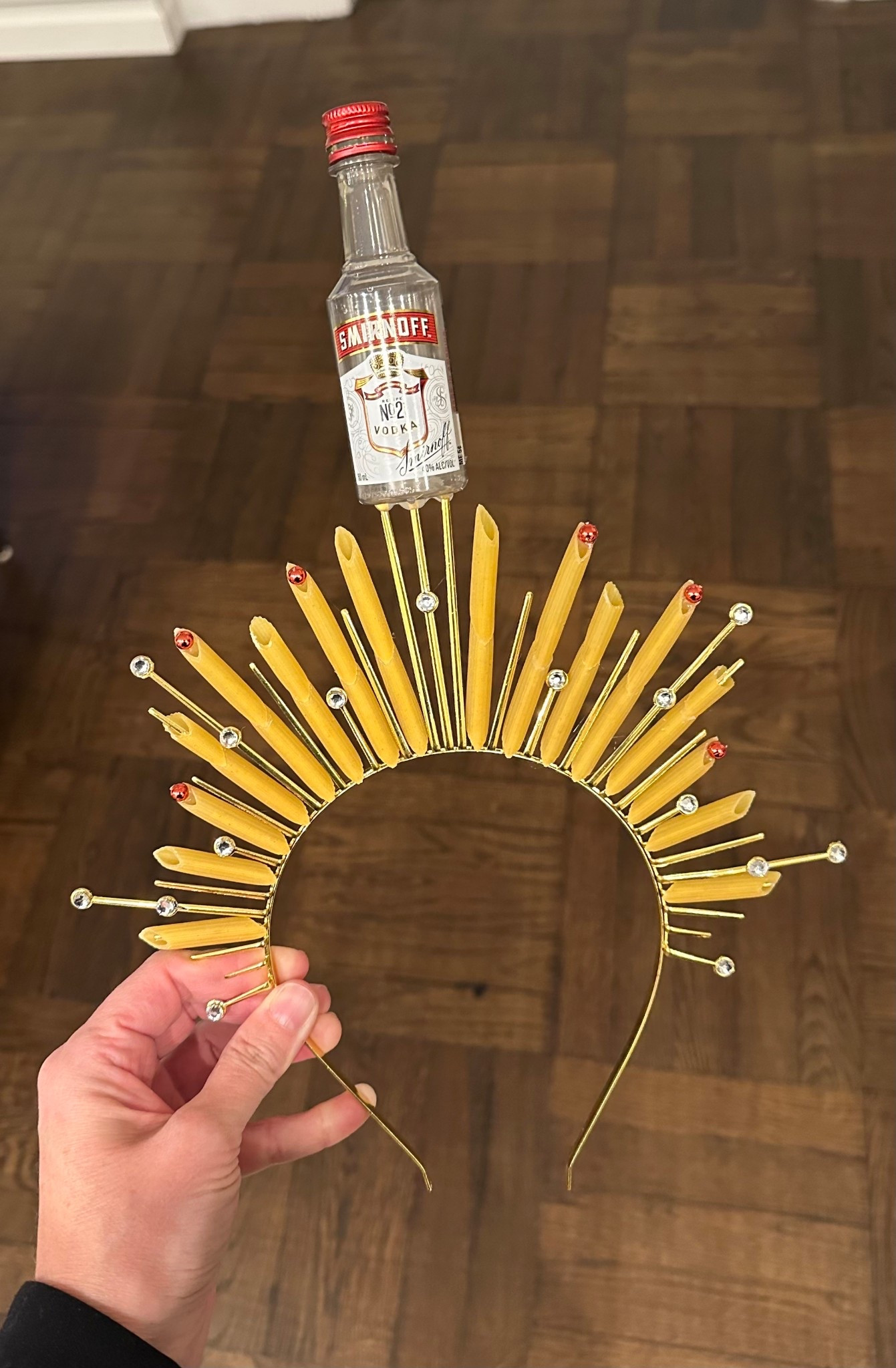 DIY headband for an Italian restaurant themed holiday party! Penne alla vodka was a hit! This gold spike and rhinestone halo headband is a great base for any theme party you have!  

Sunburst
Theme parties
Holiday decor
Crafts
School project
Hot glue gun
Pasta rigatoni
Italy 

#LTKmomlife #LTKHoliday #LTKFindsUnder50