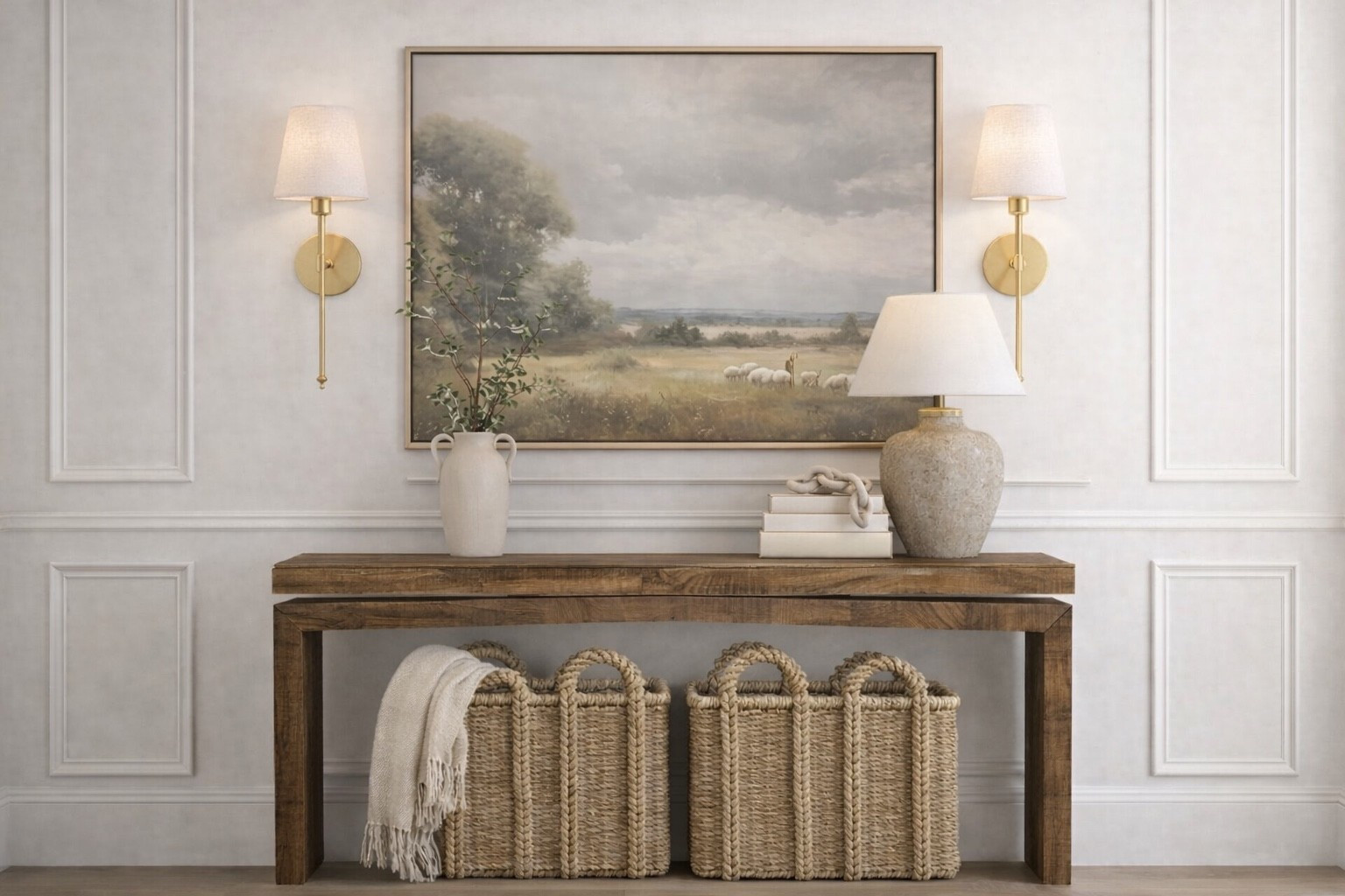 Chat GPT helped me make this! Linking everything below! I’m wanting to do something similar in my entryway!! I love the baskets!!
I already have the table but need the baskets and decor. 