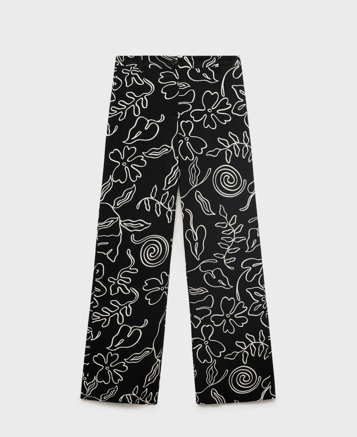 Mango Women's Floral Print Straight Pants - Black | Macy's