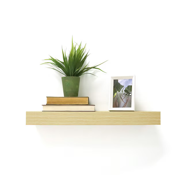 allen + roth 36.4-in L x 7.8-in D x 2.3-in H Light Wood MDF Rectangular Floating shelf | Lowe's