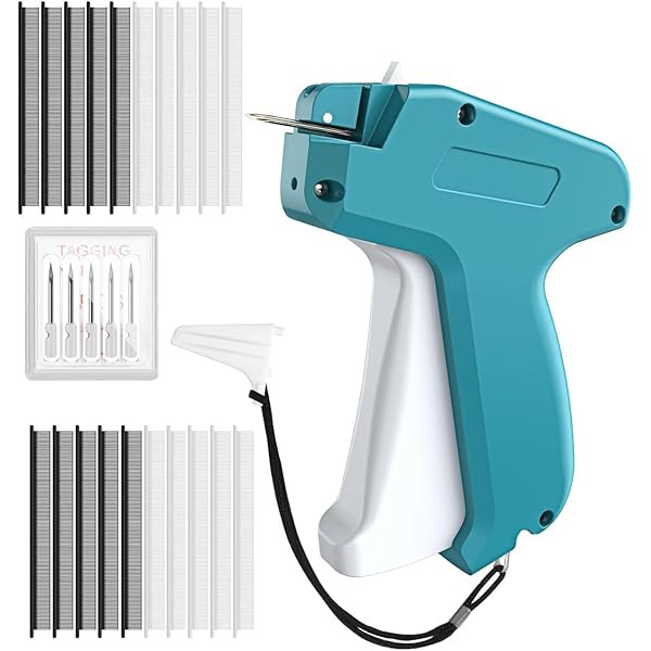 Fine Stitch it Gun for Clothes, Price Tag Gun for Clothing -Quick Stitch Hemming Fixer Gun with 5 Needle, 1000 Black and 1000 White Micro Fasteners(Blue) | Amazon (US)