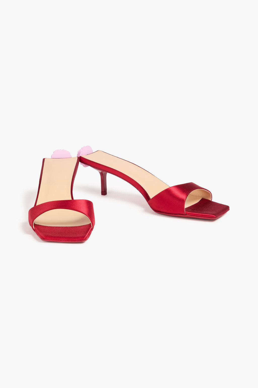Floral-appliquéd satin mules | The Outnet (US and CA)